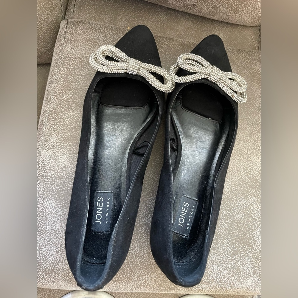 Jones New York black and silver suede flats elegant loafers - Picture 6 of 6